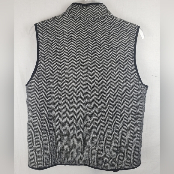 Merokeety Black and White Herringbone Full Zip Vest Sz XL - Picture 3 of 7
